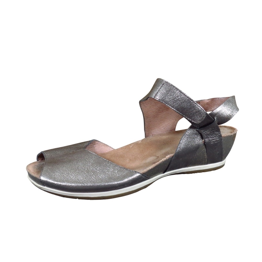 Dansko Vera Womens Wedge Sandals Size 39 Walking Comfort Pewter Metallic Leather